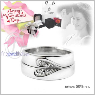 Finejewelthai แหวนคู่-แหวนเพชรCZ-แหวนเงินแท้-Couple-Silver-Diamond CZ- Ring - Valentine Gift81