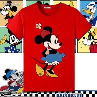 ☫❈▥การปรับแต่ง 2022 ใหม่สไตล์ Mickey แขนสั้นเสื้อยืดคู่สวมใส่นักเรียน ins อินเทรนด์สีแดงแผ่นผ้าฝ้ายหลวมฤดูร้อน