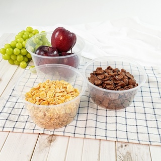 สินค้า กล่องอาหารพลาสติก กล่องใส่อาหาร กล่องข้าวเดลิเวอรี่ กล่องกลม กล่องพร้อมฝา 1250/1500/1750ml (50ใบ)