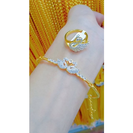 แพคคู่สร้อยข้อมือทองฝังเพชรและแหวนเศษทอง-แหวนเศษทอง