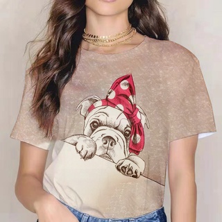 เสื้อยืดแขนสั้น พิมพ์ลายสุนัขน่ารัก 3 มิติ หรูหรา แฟชั่นสําหรับสตรี
