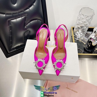 amina muanddi slingback party wedding shoes crystal-detailed velvet heel pump sandal 35-40