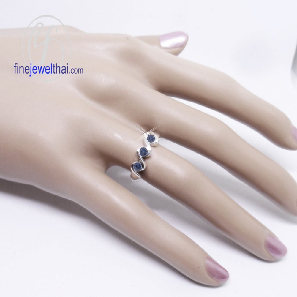 finejewelthai-แหวนไพลิน-ไพลิน-แหวนเงินแท้-แหวนพลอย-พลอยประจำเดือนเกิด-r1037bl-เลือกสีตัวเรือนได้