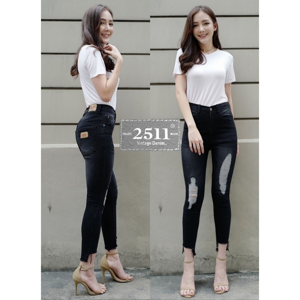 2511-jeans-by-araya-กางเกงยีนส์-ผญ-กางเกงยีนส์ผู้หญิง-ยีนส์เอวสูง-ผ้ายีนส์ยืด-no-98a