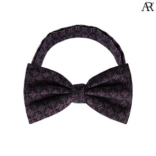 ANGELINO RUFOLO Bow Tie ผ้าไหมทออิตาลี่คุณภาพเยี่ยม โบว์หูกระต่ายผู้ชาย ดีไซน์ Flower สีม่วงเปลือกมังคุด