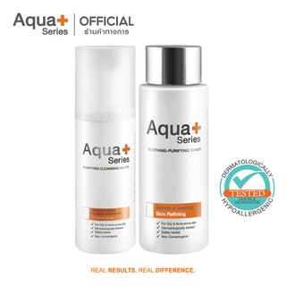 [AQUA11 ลด 130.-] AquaPlus Purifying Cleansing Water 150 ml. &amp; Soothing-Purifying Toner 150 ml. คลีนซิ่ง และโทนเนอร์