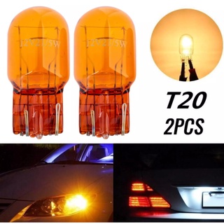 หลอดไฟเลี้ยว (จำนวน 2 หลอด ) ขั้วแบบเสียบ T20 2ไส้ สีส้ม 12V 28/8W หลอดไฟรถยนต์