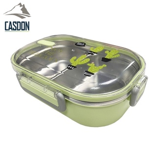 CASDON-กล่องอาหารกลางวันแบบพกพา  304 สแตนเลสมียางป้องกันการรั่วภาชนะบรรจุอาหารกล่องอาหาร รุ่น XU-602