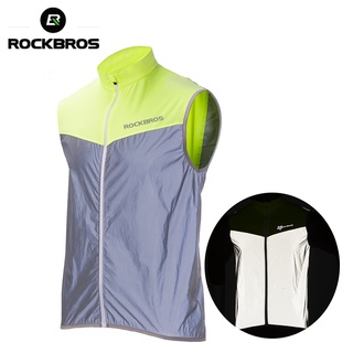 Rockbros เสื้อแขนกุด สะท้อนแสง ระบายอากาศ สําหรับขี่จักรยานกลางคืน วิ่ง ตกปลา กีฬากลางแจ้ง