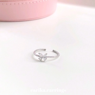 (กรอกโค้ด 72W5V ลด 65.-) earika.earrings - gem nabi ring แหวนเกลียวเงินแท้จี้ผีเสื้อ ฟรีไซส์ปรับขนาดได้