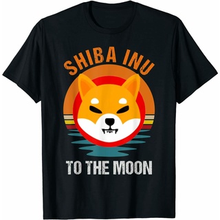 คอลูกเรือเสื้อยืดคอกลมเสื้อยืด พิมพ์ลาย To The Moon Shiba Inu Shib Currency ของขวัญ สําหรับผู้ชายผ้าฝ้ายแท้