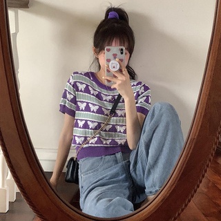 เสื้อผ้าผู้หญิง 2สีสไตล์ฮ่องกงป่าสวมใส่สบายพร้อมจัดส่ง