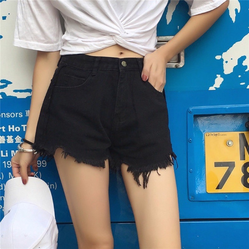 กางเกงยีนส์แฟนชั่น-ขาสั้น-ปลายขาดเก๋ๆ-สไตล์เกาหลี