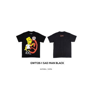 เสื้อยืดโอเวอร์ไซส์QWT126-1 SAD MAN BLACKS-3XL