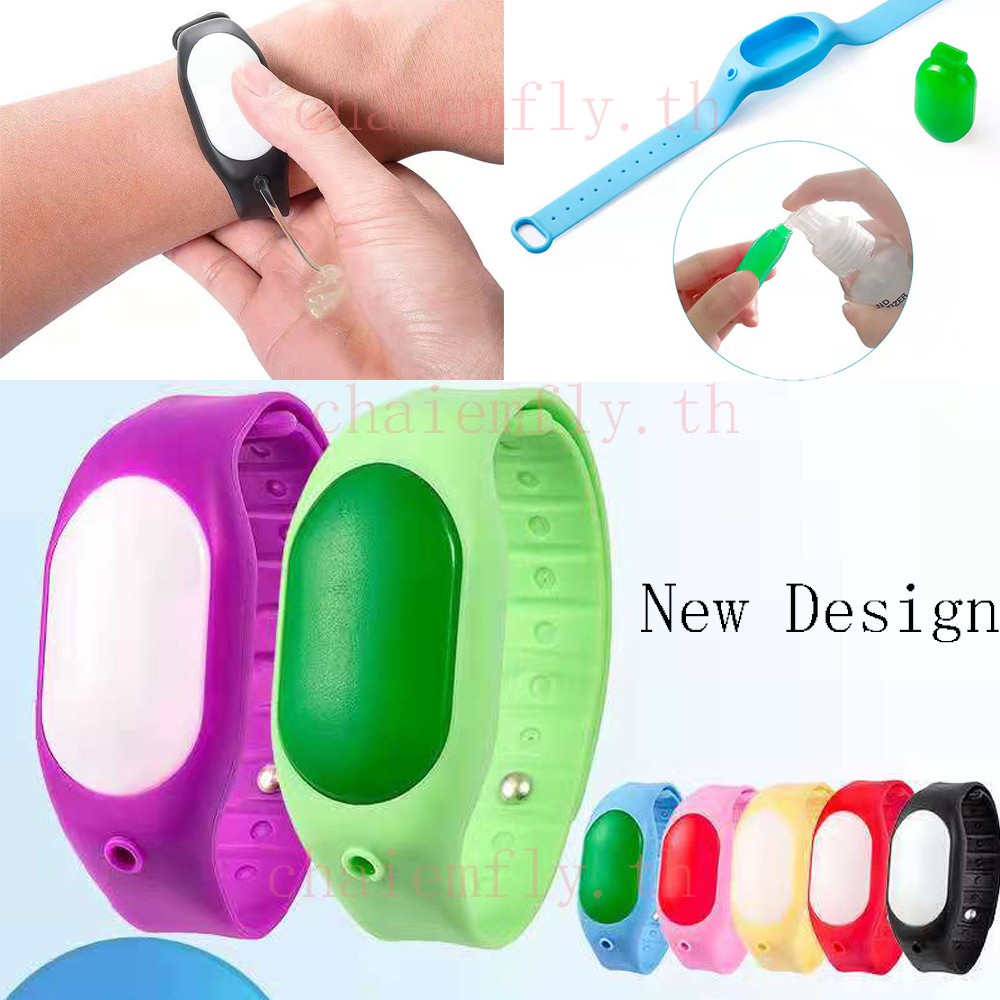 new-design-cod-สายรัดข้อมือใส่เจลล้างมือ-ขวดใส่เจลล้างมือพกพา-น้ำยาล้างมือ-ยาฆ่าเชื้อ-wristband-hand-sanitizer-dispenser