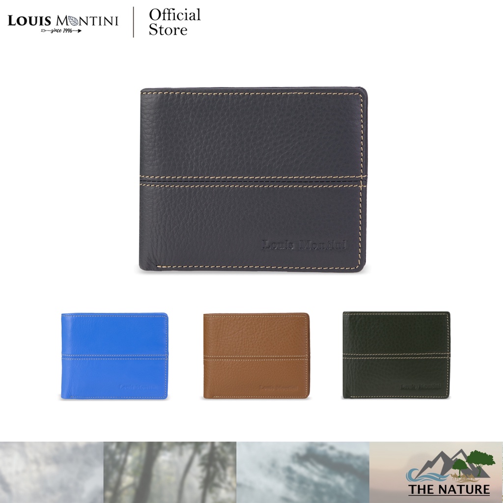 ภาพหน้าปกสินค้าLouis Montini (The Nature) กระเป๋าสตางค์ หนังวัวแท้ สีโทนธรรมชาติ กระเป๋าสตางค์หนังแท้ กระเป๋าผู้ชาย Men wallet TTM080