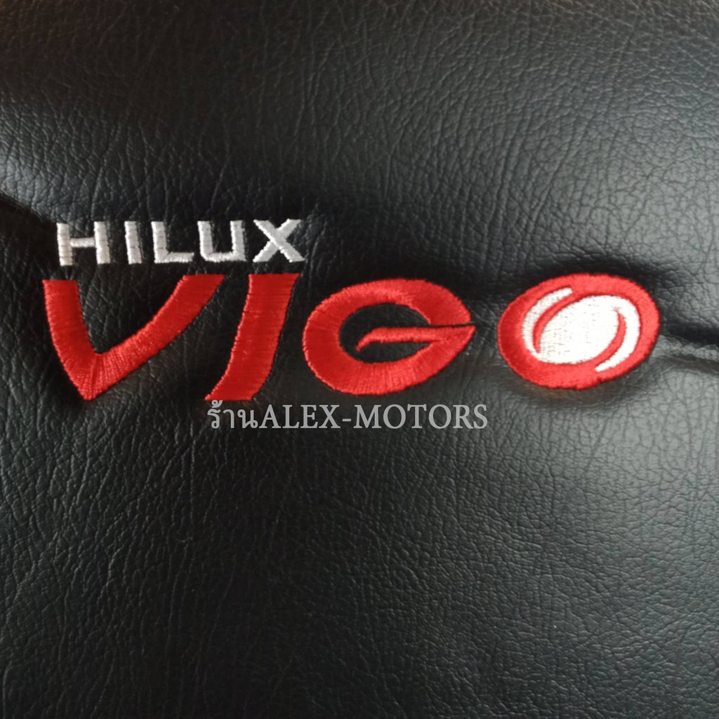 ชุดหุ้มเบาะรถยนต์แบบสวมทับ-vigo-ชุดคู่หน้า-2-ชิ้น-สีดำด้ายแดง