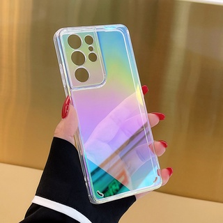 Samsung Galaxy S22 Ultra S21 Plus S20 FE S22+ S21+ S20+ S22Ultra S21Ultra S20Ultra S20FE S22Plus S21Plus S20Plus Laser Ranibow Phone Case Hard Plating Acrylic Back Cover Luxury