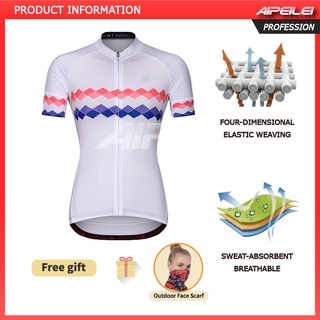 [IN STOCK]AIPEILEI เสื้อปั่นจักรยานสำหรับผู้หญิงแขนสั้นใส่ปั่นจักรยานเสือหมอบสีขาวเสื้อปั่นจักรยานสำหรับสุภาพสตรี