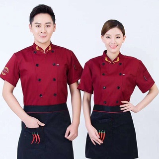 ภาพขนาดย่อของภาพหน้าปกสินค้าChef overalls UNISEXชุดเชฟแขนสั้นรวงข้าว เสื้อเชฟทำอาหาร Short sleeve chef uniform จากร้าน manpaya บน Shopee ภาพที่ 2