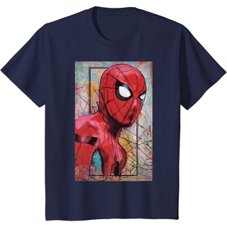 เสื้อยืดผ้าฝ้ายพรีเมี่ยม เสื้อยืด พิมพ์ลาย Marvel Spider-Man Far from Home