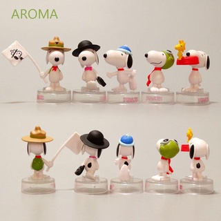 Aroma โมเดลฟิกเกอร์ Pvc รูปการ์ตูน Snoopy ขนาดเล็ก 5 ชิ้น/ชุด