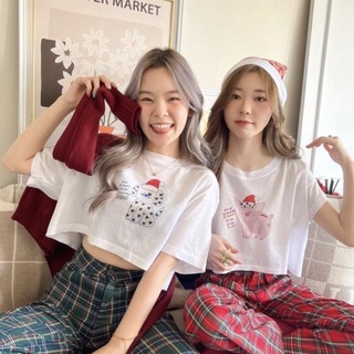 Live114# เสื้อขาว “MerryChristmas” S-XXL อก 32-50 สไตล์เกาหลี Dream Big Tshirt โอเวอร์ไซน์ สาวอวบใส่ได้ คอกลม เเฟชั่น