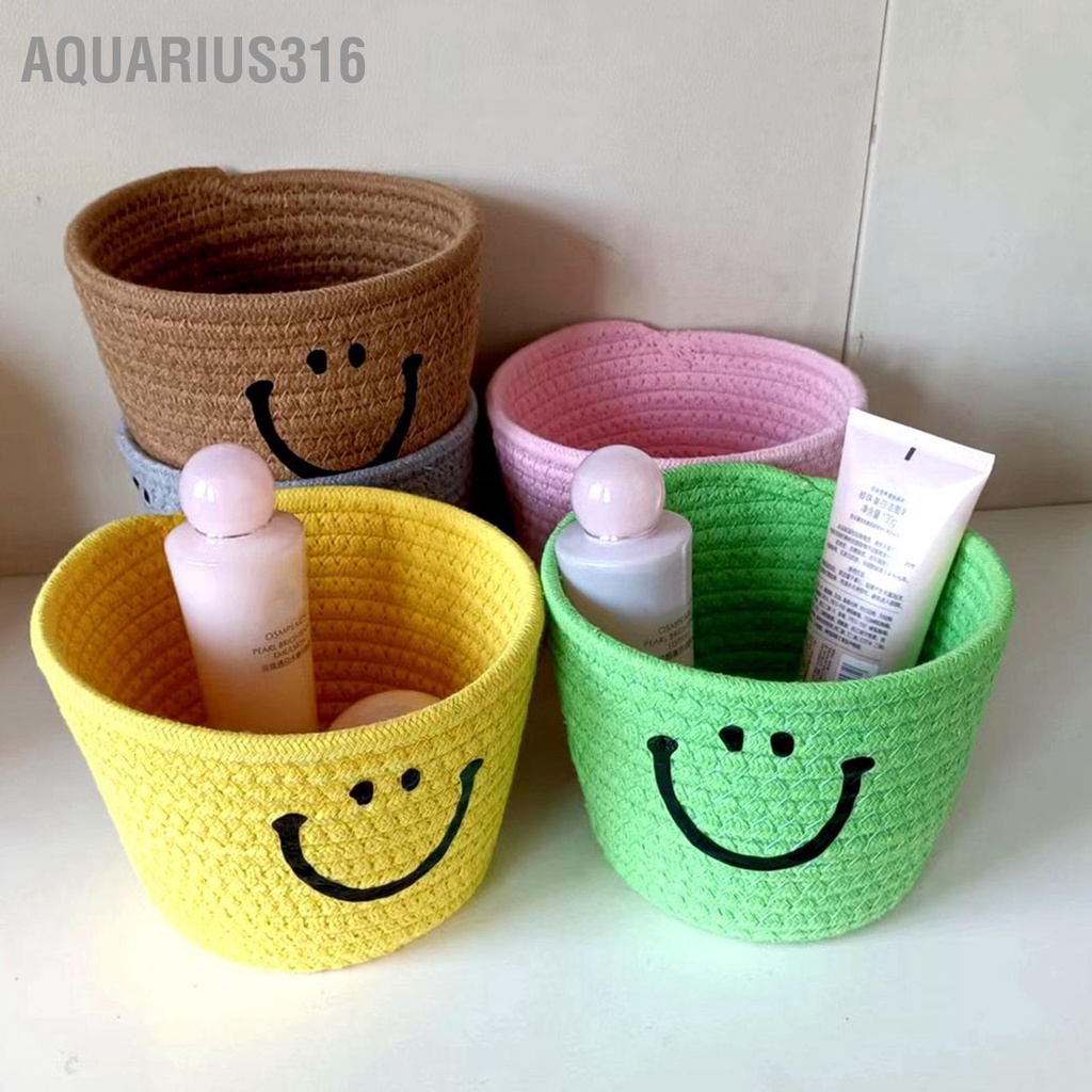 aquarius316-ตะกร้าเชือกฝ้าย-น่ารัก-ติดผนัง-แบบนิ่ม-พับได้-ขนาดเล็ก-สําหรับจัดเก็บของในบ้าน