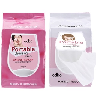 สินค้า Odbo โอดีบีโอ พอร์เทเบิล คลีนซิ่ง ไวป์ส แผ่นเช็ดเครื่องสำอางค์ บรรจุ 100 แผ่น OD1108,OD1109