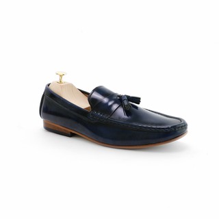 BROWN STONE Classy Tassel Loafer European Brush Off Bezel Blue