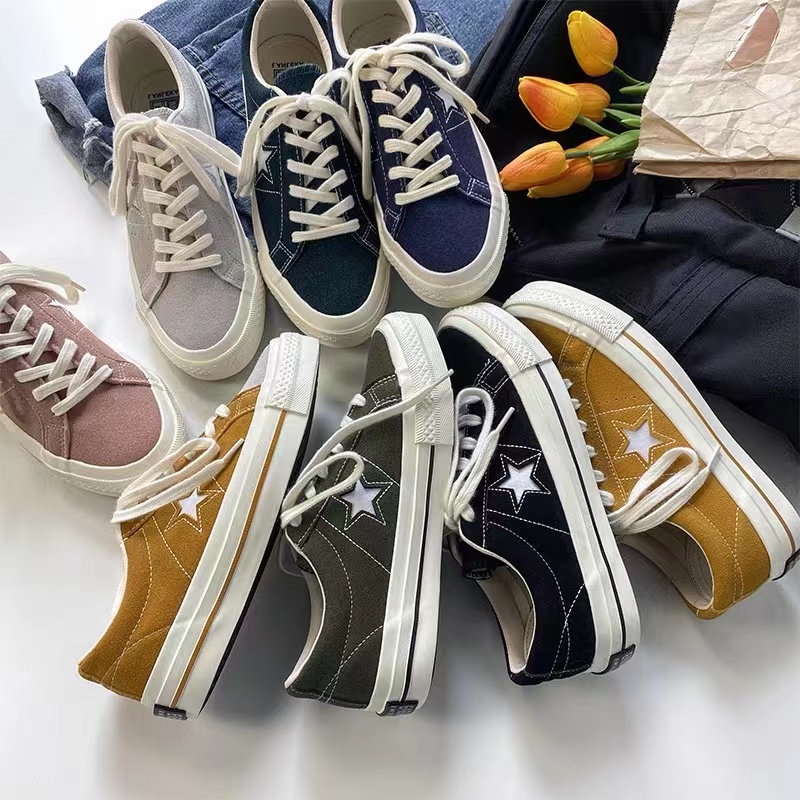 converse-one-star-pro-หนังนิ่มสีดำคลาสสิกวินเทจรองเท้าผ้าใบลำลองสำหรับผู้ชายและผู้หญิง