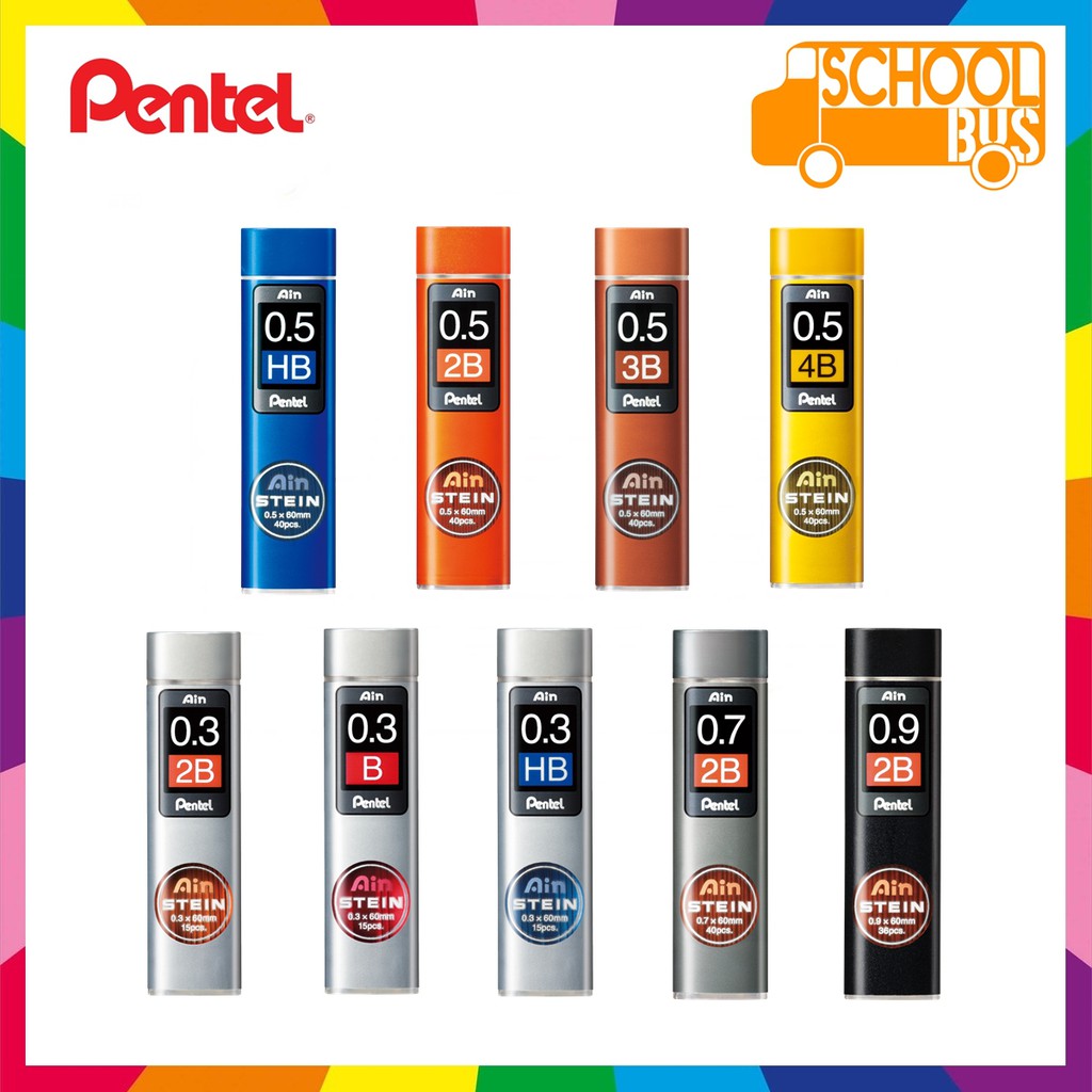 Pentel Ain Stein - Ricariche Per Matita Automatica, 0.7 Mm, Durezza B, Confezione Da 12 Pezzi
