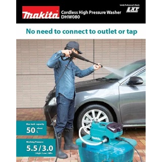 MAKITA รุ่น DHW080 เครื่องฉีดน้ำแรงดันสูงไร้สาย แบตเตอรี่18V 2ก้อน