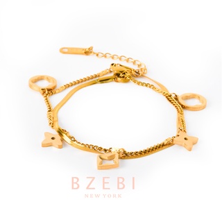 Bzebi สร้อยข้อมือ สเตนเลส ชุบทอง 18K สไตล์เกาหลี ป้องกันสนิม เครื่องประดับแฟชั่น พรีเมี่ยม ไม่จางหาย ใส่อาบน้ําได้ 1008b