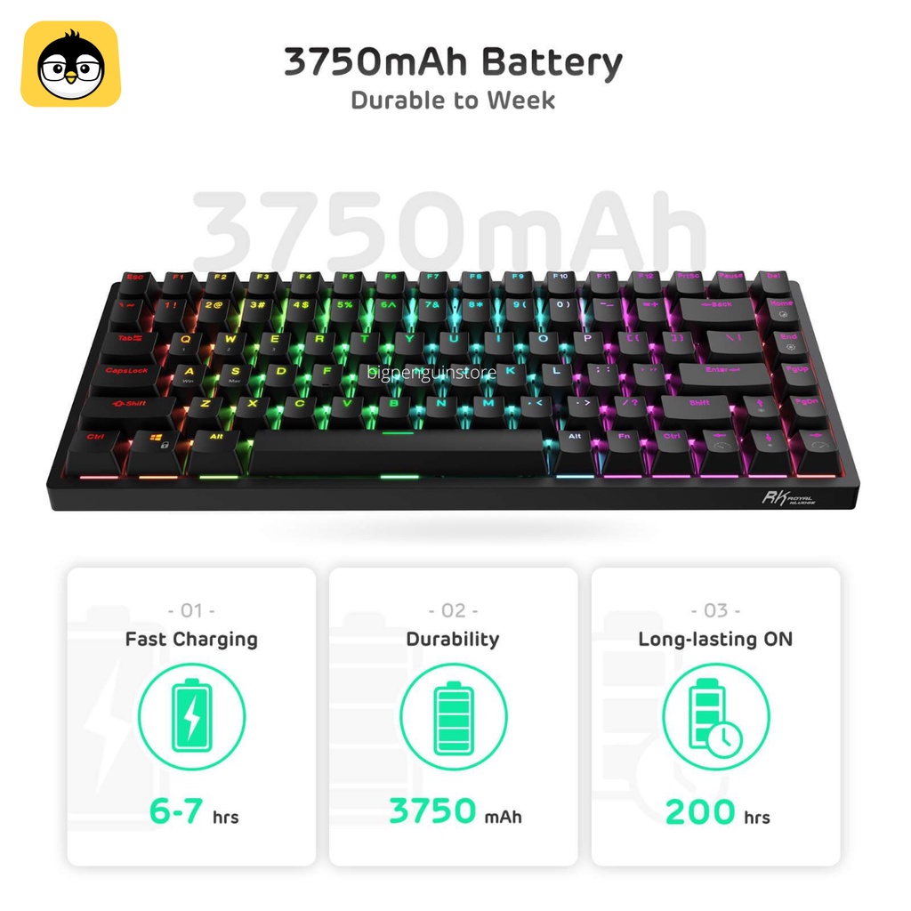 ภาพสินค้าRoyal Kludge RK84 RGB Hotswap RK คีย์ไทย - English คีย์บอร์ดไร้สาย Bluetooth Wireless Mechanical Keyboard จากร้าน bigpenguinstore บน Shopee ภาพที่ 5