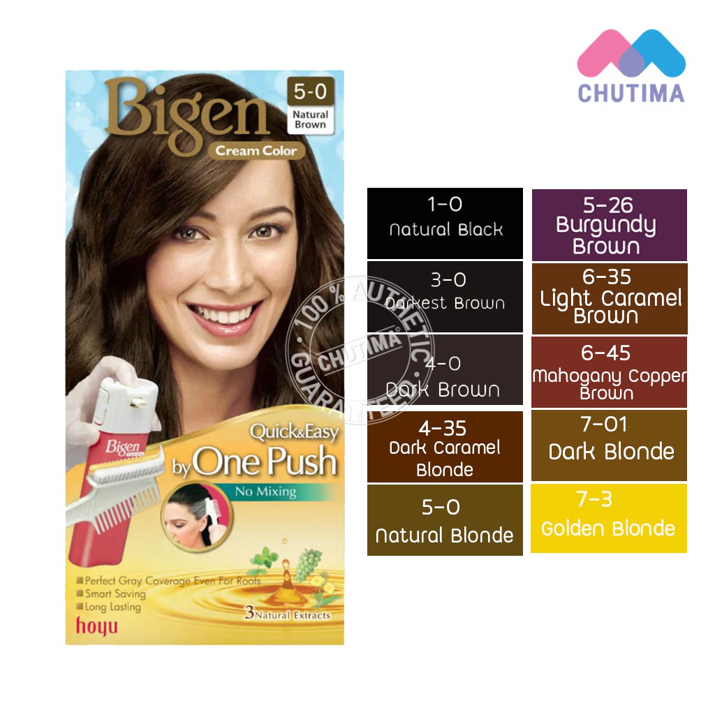 ภาพหน้าปกสินค้า(ไม่ตัดฝา) สีย้อมผม ครีมเปลี่ยนสีผม บีเง็น วันพุช ง่าย บีเง็น ครีมคัลเลอร์ / Bigen Cream Color One Push จากร้าน chutima.online บน Shopee