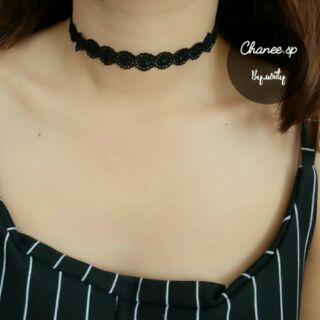 Choker ลูกไม้ดำเรียบๆ