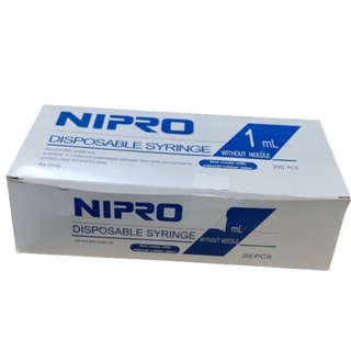 NIPRO ไซริ้ง 1 mL 200 ชิ้น/กล่อง แบบ Luer Slip ไม่ติดเข็ม