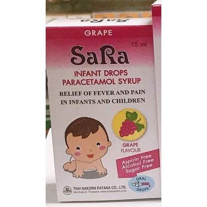 ภาพสินค้า((ส่งจากร้านยา))((1 ขวด))EXP. 01/2027  Sara infant drop 15 ml. ซาร่า ชนิดหยดสำหรับทารก ขนาด 15 มล. (1ขวด) จากร้าน pingrx บน Shopee ภาพที่ 2