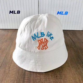 หมวก MLBlike Popcorn dome hat ขาว โลโก้ NY ส้ม⚪️🧡