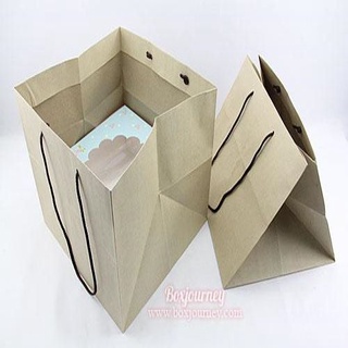 Boxjourney ถุงกระดาษมีหูหิ้วแบบเชือก ใส่กล่องเค้ก 3 ปอนด์ (10 ชิ้น/แพ็ค)