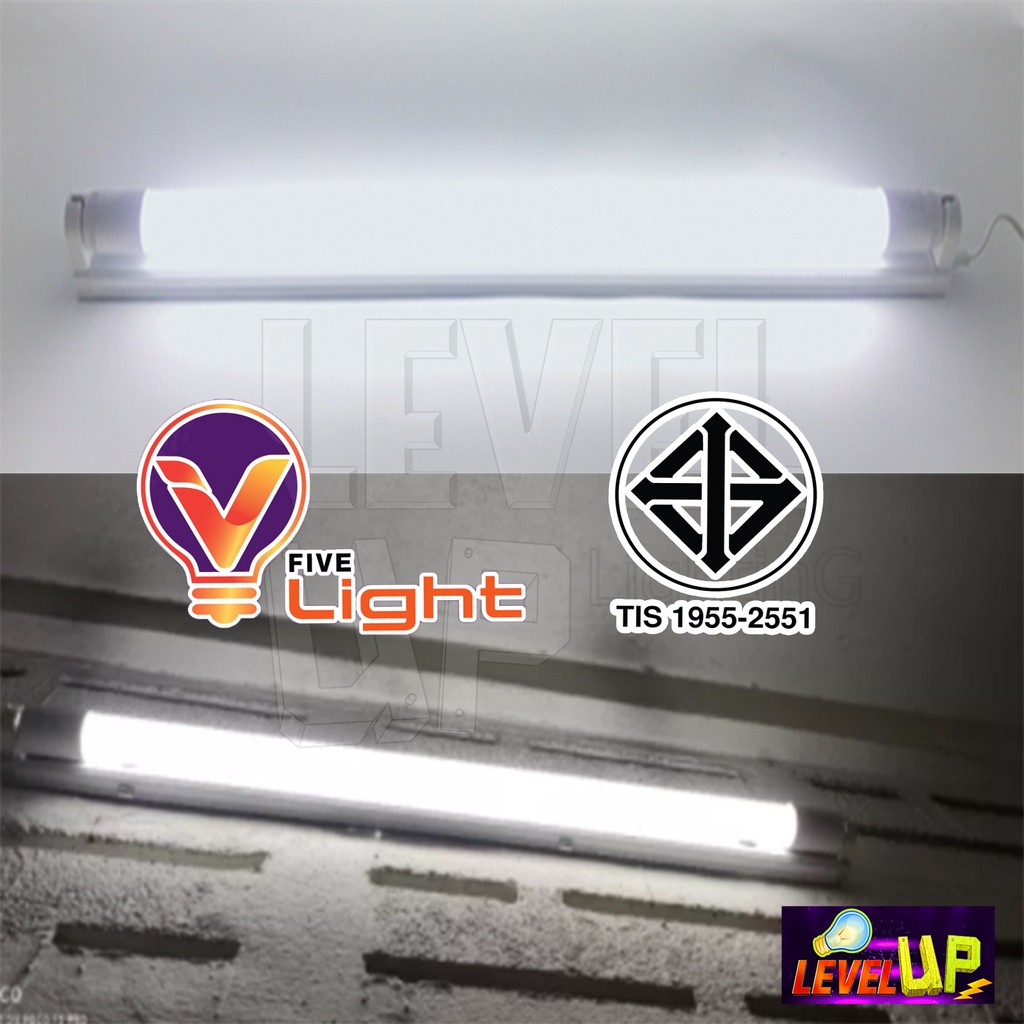 ภาพหน้าปกสินค้าV-LIGHT หลอดไฟนีออนพร้อมราง LED T8 9W ชุดหลอดไฟพร้อมราง (ขาสปริง) แสงสีขาว (DayLight) จากร้าน leveluptools บน Shopee