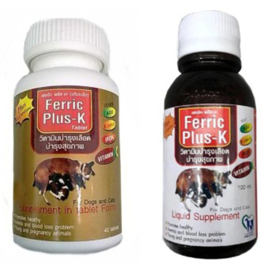 ราคาและรีวิวFerric Plus-K (Exp.09/24)วิตามินบำรุงเลือดและสุขภาพ สำหรับสุนัขและแมว