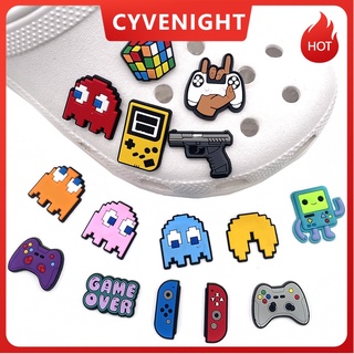 CROCS Cy-store ใหม่ ของตกแต่งรองเท้า PVC ลายกราฟฟิตี้ Pac-Man Jibbitz สไตล์คลาสสิก DIY สําหรับเด็กผู้ชาย ผู้หญิง ขายส่ง