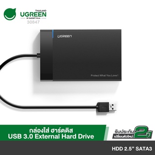 UGREEN USB 3.0 External Box Hard Drive 2.5  กล่องใส่ฮาร์ดดิส External Hard Drive Enclosure Adapter USB 3.0 to SATA Hard Disk Case Housing รุ่น 30847 for Sandisk, WD, Seagate, Toshiba, Samsung , HDD, SSD 6TB กล่องเก็บ hard drive ขนาด 2.5 นิ้ว