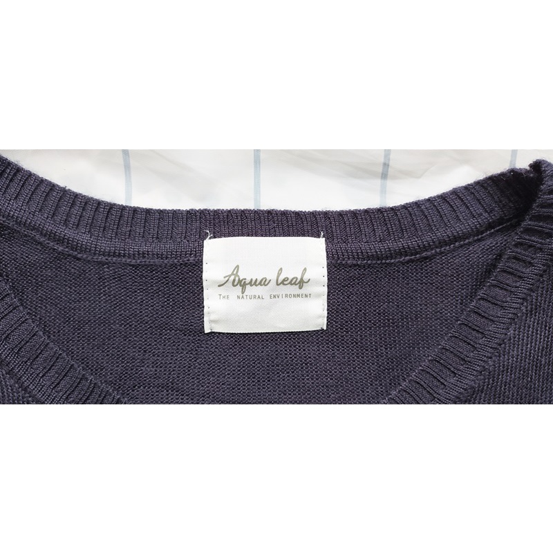 aqua-leaf-เสื้อสเวตเตอร์ไหมพรม-สีกรมท่าทอลาย-ไซส์-36-40-มือสอง-สภาพใหม่มาก-unisex