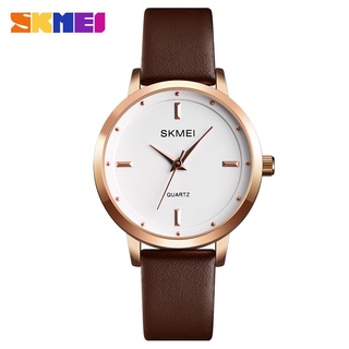 SKMEI Top Brand Fashion Women Watches Leather Female Quartz Wristwatches Ladies Thin Casual Strap Watch reloj
