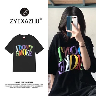 Foam letter black short-sleeved t-shirt womens summer tide brand vintage Harajuku style loose half-sleeved niche top