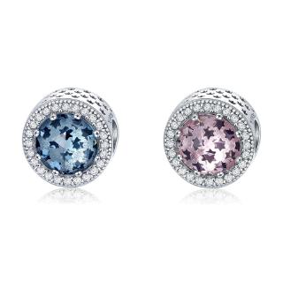 BAMOER Sparkling Star Beads fit Charm Bracelets&amp;Necklaces Making 100% 925 Sterling Silver SCC731