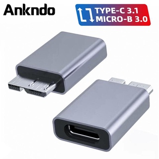 Ankndo อะแดปเตอร์เชื่อมต่อฮาร์ดไดรฟ์ภายนอก Type C ตัวเมีย เป็น USB 3.0 Micro B ตัวผู้ สําหรับ Galaxy S5 Note 3 Seagate WD Toshiba